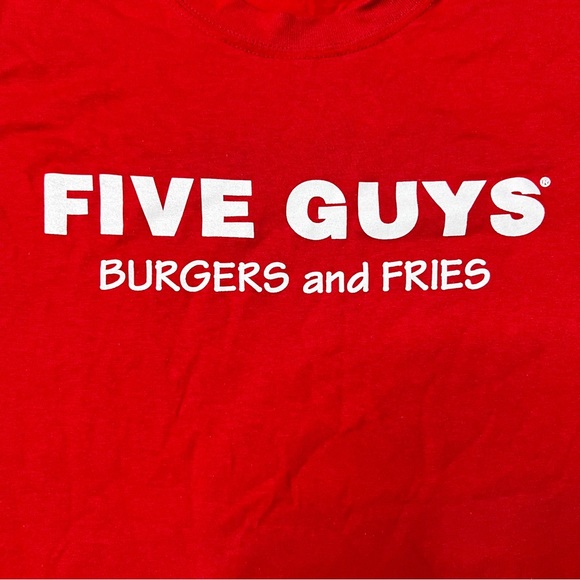NWOT 5 Guys Burgers & Fries {Jerzees} Graphic T-Shirt in Red Unisex Sz 2XL - Picture 3 of 7